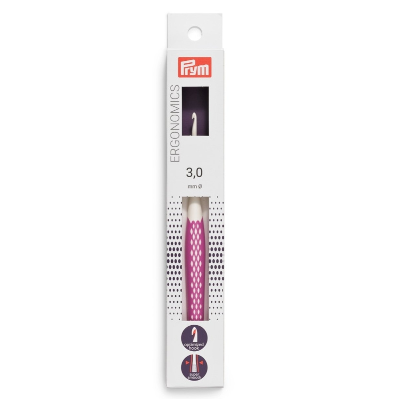 PRYM Háček na háčkování ergonomický plastový PRYM ERGO, velikost 3mm, délka 16cm