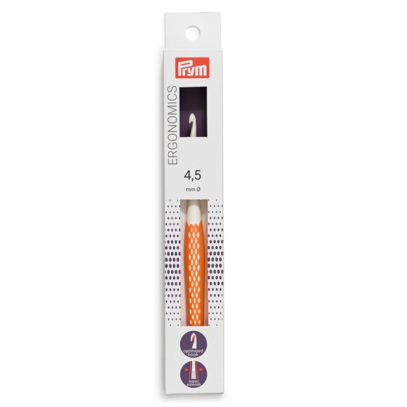 PRYM Háček na háčkování ergonomický plastový PRYM ERGO, velikost 4,5mm, délka 16cm