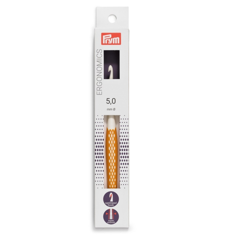 PRYM Háček na háčkování ergonomický plastový PRYM ERGO, velikost 5mm, délka 16cm