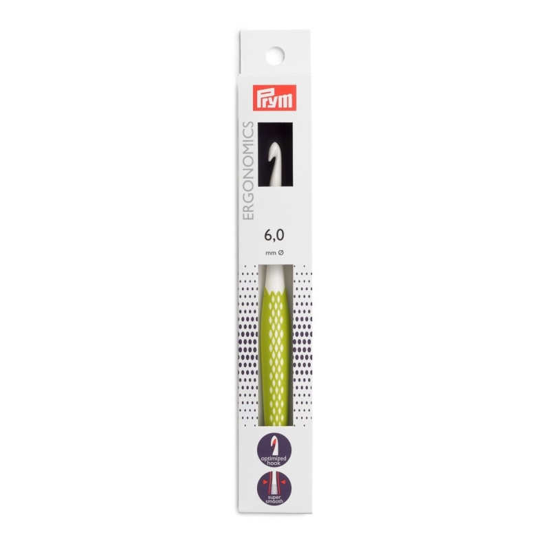 PRYM Háček na háčkování ergonomický plastový PRYM ERGO, velikost 6mm, délka 17cm