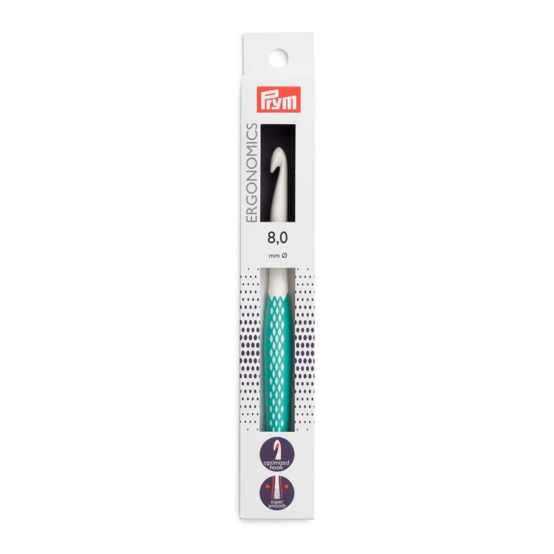 PRYM Háček na háčkování ergonomický plastový PRYM ERGO, velikost 8mm, délka 17cm