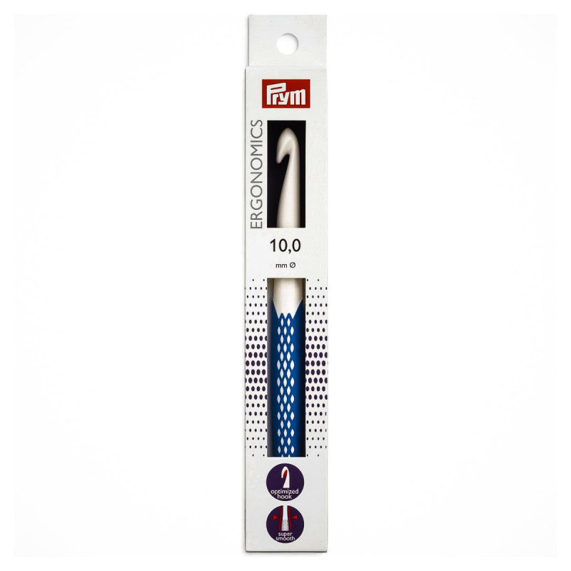 PRYM Háček na háčkování ergonomický plastový PRYM ERGO, velikost 10mm, délka 18cm