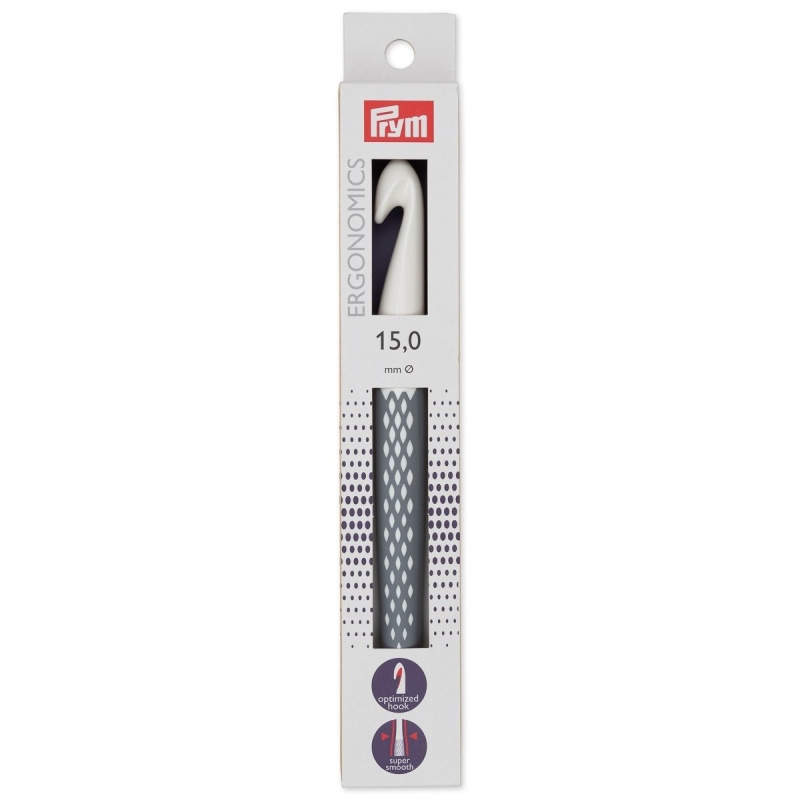 PRYM Háček na háčkování ergonomický plastový PRYM ERGO, velikost 15mm, délka 18,5cm