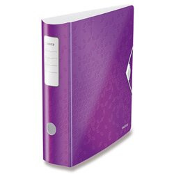 Pákový pořadač Leitz WOW 180° - A4, celoplastový, šíře hřbetu 8,2 cm, purpurový