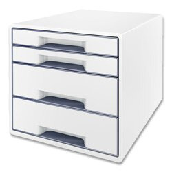 Zásuvkový box LEITZ WOW - A4+, plastový, bílý s šedými prvky
