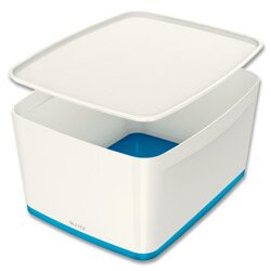 Leitz MyBox - úložný box s víkem - vel. L, bílá/modrá