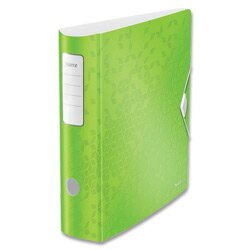 Pákový pořadač Leitz WOW 180° - A4, celoplastový, šíře hřbetu 8,2 cm, zelený