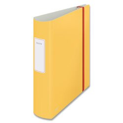 Pákový pořadač Leitz Cosy 180° - A4, celoplastový, šíře hřbetu 8,2 cm, žlutý