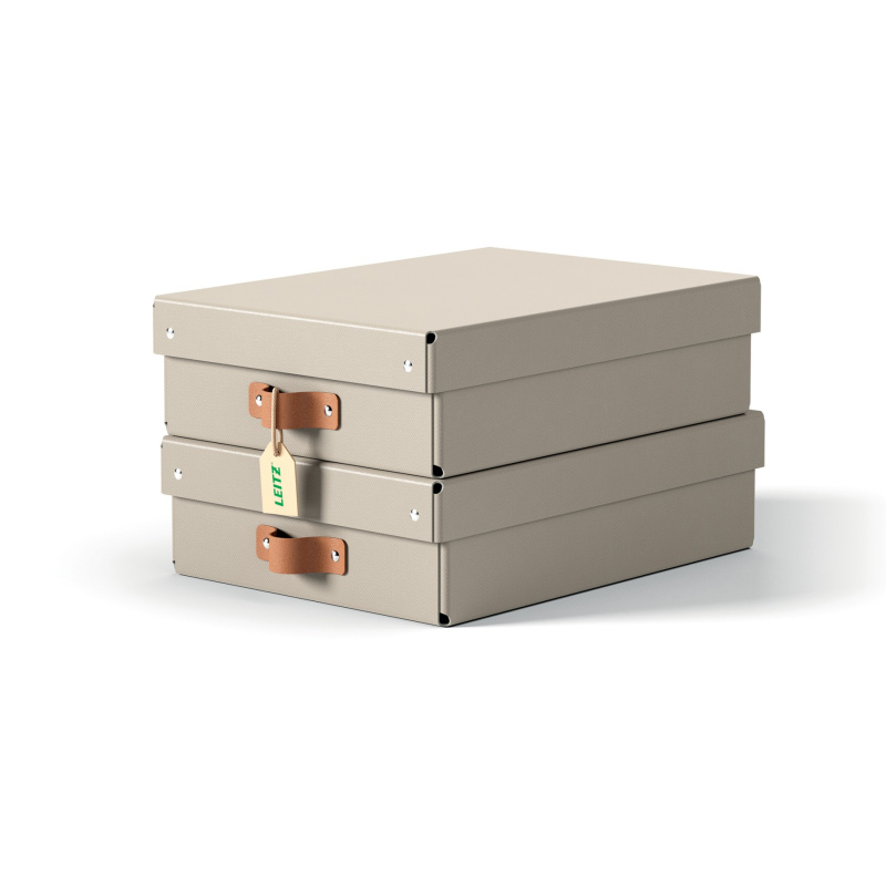 Leitz Puro - úložný box - A4, 260 x 100 x 350 mm, béžový, 2 ks