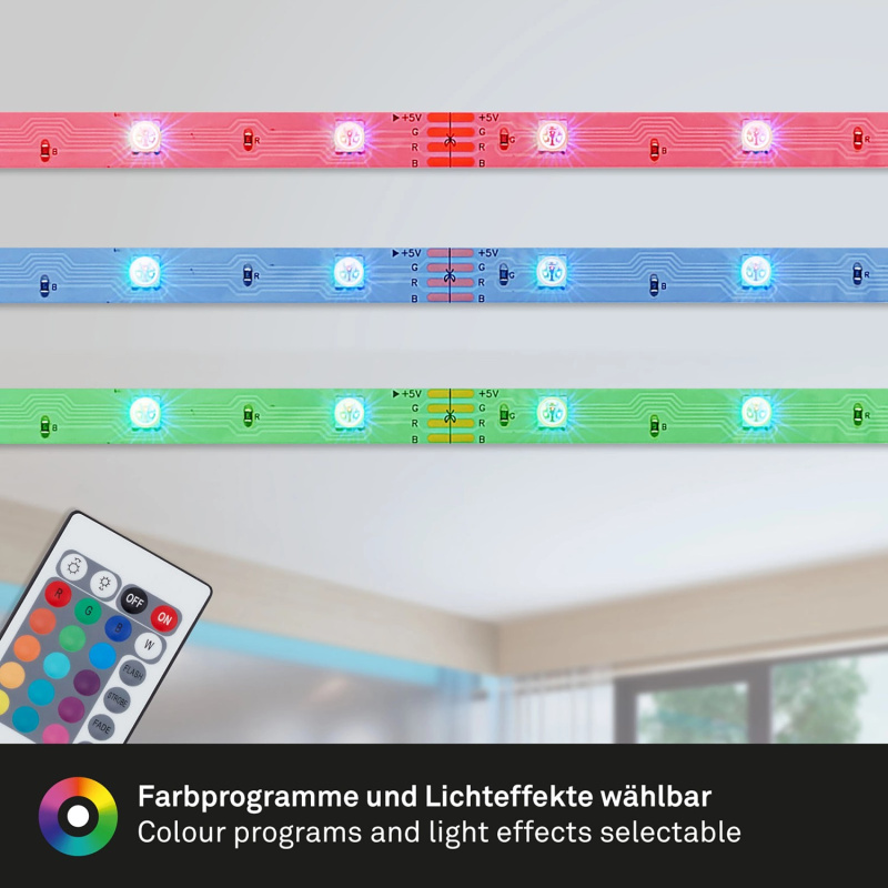 Briloner LED pásek 150 diod, 22 W, 1200 lm, 3000-6500 K + RGB, 5 m