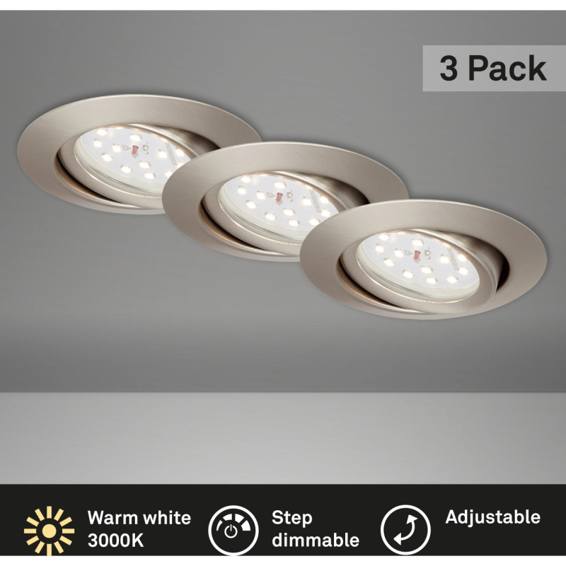 Briloner Vestavné 3 dílné LED svítidlo matný nikl