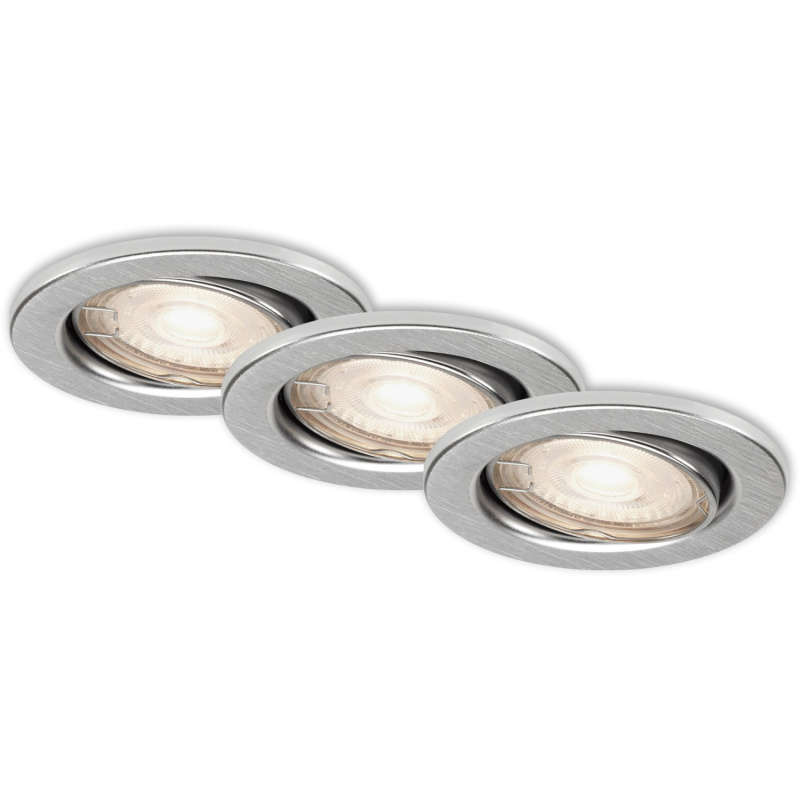 BRILONER Vestavné LED svítidlo hliník, GU10 5W 460lm 3000K pr. 86 x 70 mm, 3 ks