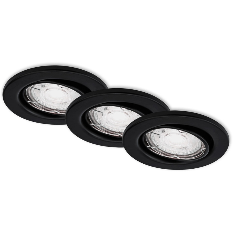 BRILONER Vestavné LED svítidlo matná černá, GU10 5W 460lm 3000K pr. 86x70 mm 3ks