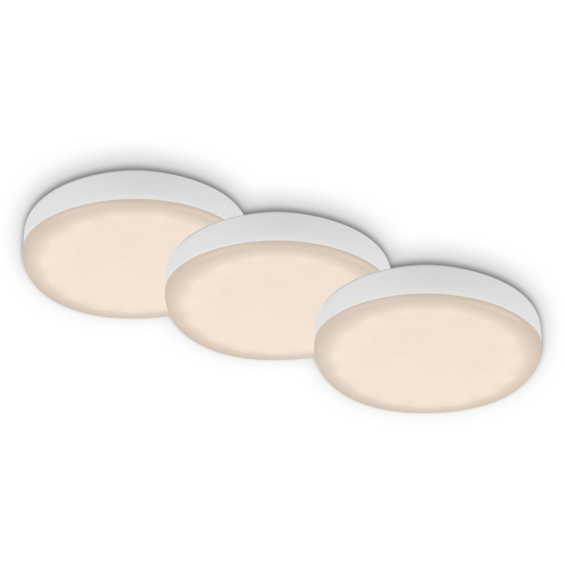 BRILONER Přisazené LED svítidlo PLATINE 3W 350lm 3000K IP44 pr. 75 x 35 mm, 3 ks