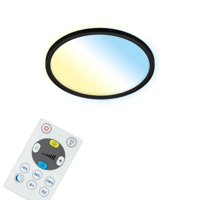 Briloner Smart LED panel/stropní svítidlo CCT ⌀ 29,3cm, 2700-6500K Barva: Černá