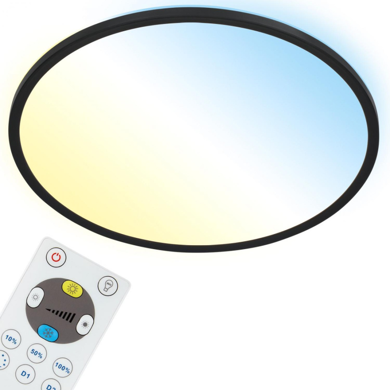 Briloner Smart LED stropní svítidlo CCT slim ⌀ 42cm, v. 2,5cm, 2700-6500K Barva: Černá
