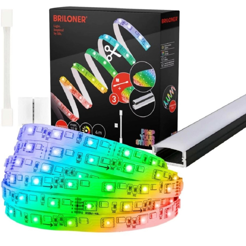 Briloner LED pásek samolepicí RGBW, doplňková sada, 4 m