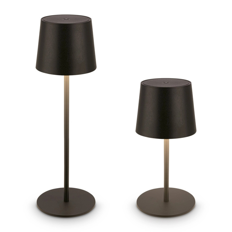 Brilo Dobíjecí LED stolní lampa Bota, 2,6W, 120lm, IP44, černá, pr. 11 x 33 cm