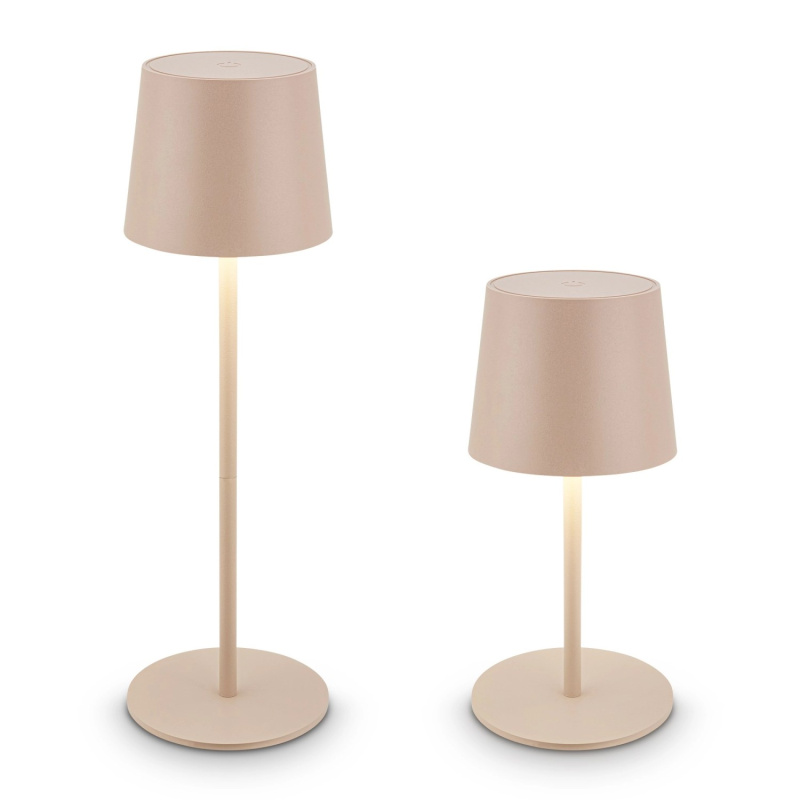 Brilo Dobíjecí LED stolní lampa Bota, 2,6W, 120lm, IP44, béžová, pr. 11 x 33 cm