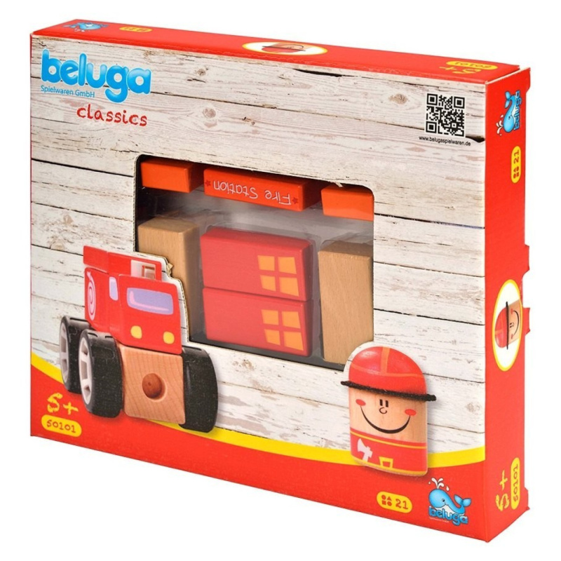 Beluga hrací set hasiči, dřevo
