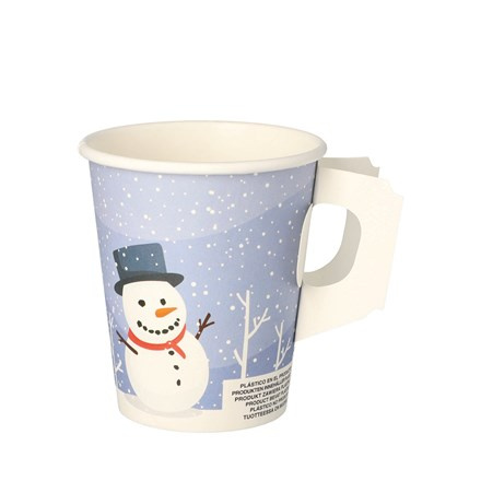 Kelímek s uchem sněhulák 200 ml papírový 50 ks