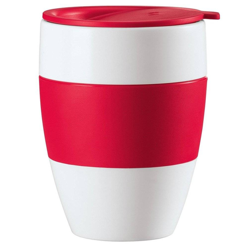 Termohrnek na kávu 400 ml AROMA TO GO 2,0, korálový, KOZIOL červená