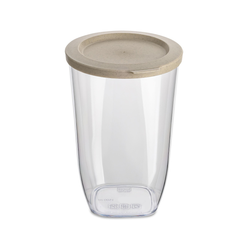 Dóza na sypké potraviny CONNECT, plastová, 1500 ml, béžové víko, KOZIOL transparentní