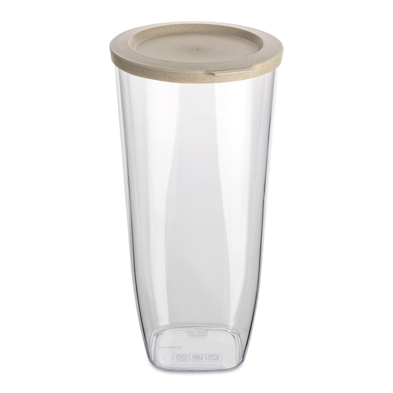 Dóza na sypké potraviny CONNECT, plastová, 2000 ml, béžové víko, KOZIOL transparentní
