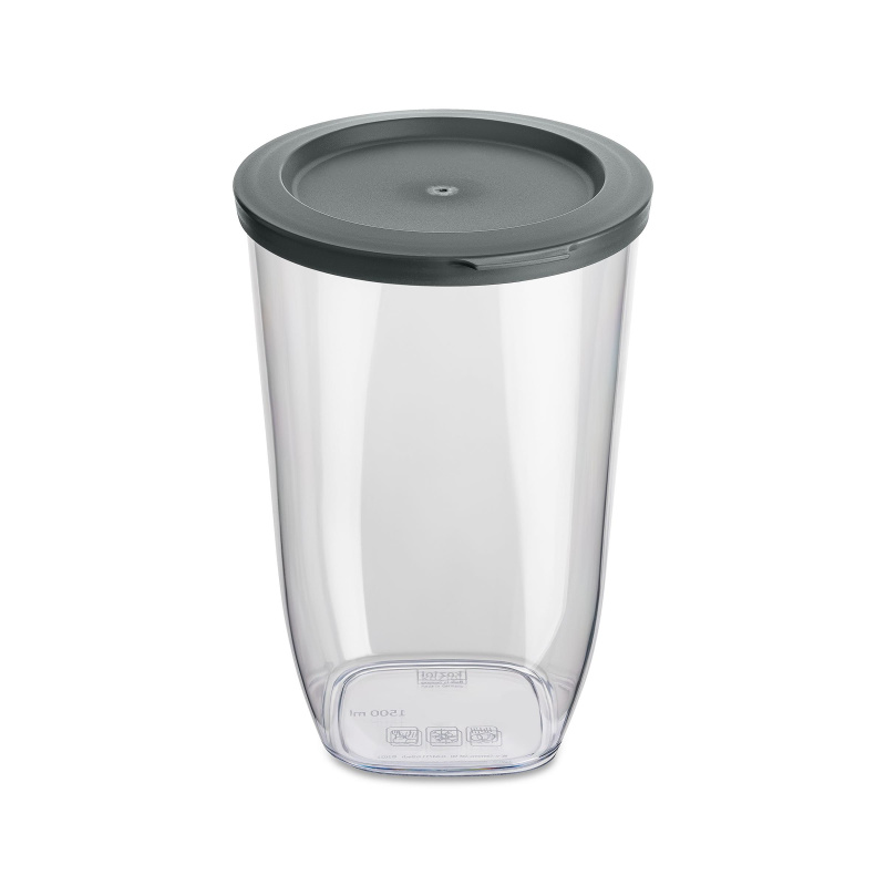 Dóza na sypké potraviny CONNECT, plastová, 1500 ml, antracitové víko, KOZIOL transparentní
