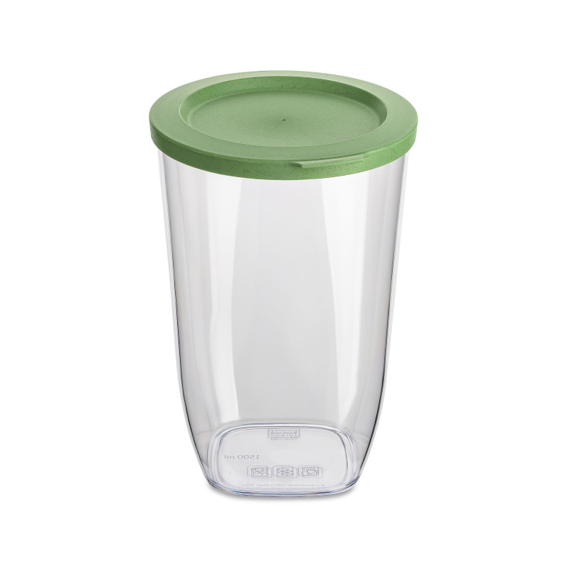 Dóza na sypké potraviny CONNECT, plastová, 1500 ml, zelené víko, KOZIOL zelený
