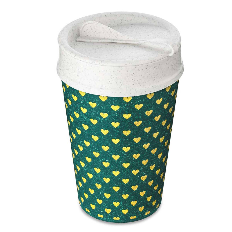 Hrnek na kávu s sebou ISO TO GO, 400 ml, geometrický design, zelená, KOZIOL zelená