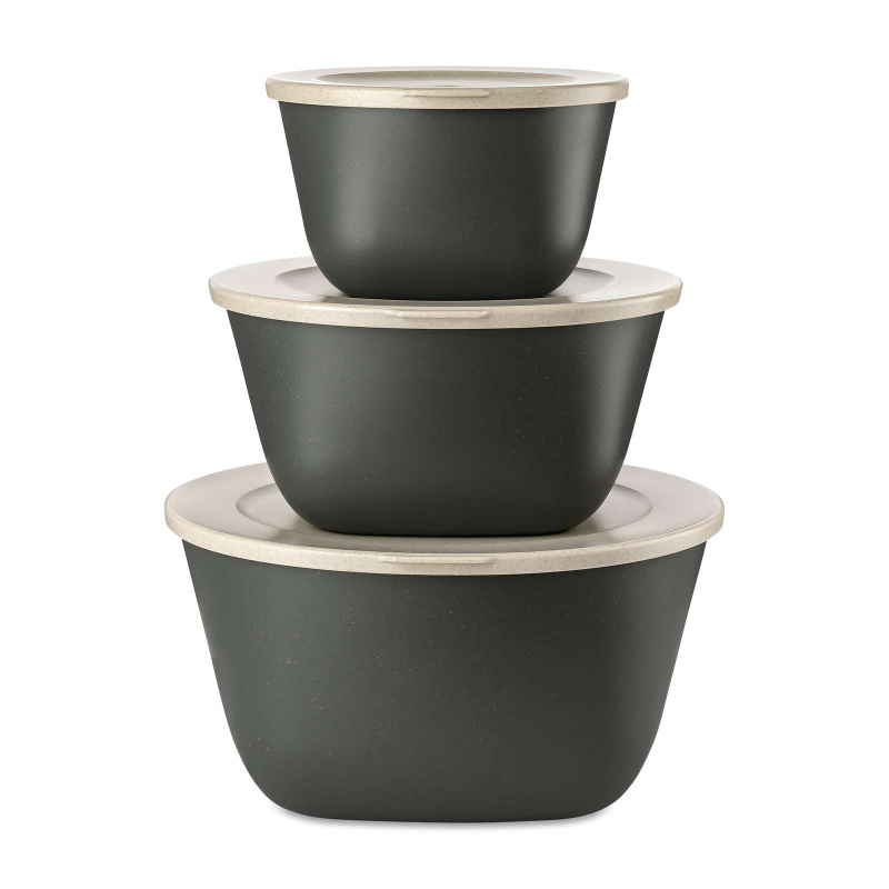 Svačínový box s víkem 1 l + 2 l + 4 l CONNECT BOX STOCKHOLM, sada 3 nádob, antracitový, KOZIOL antracitová