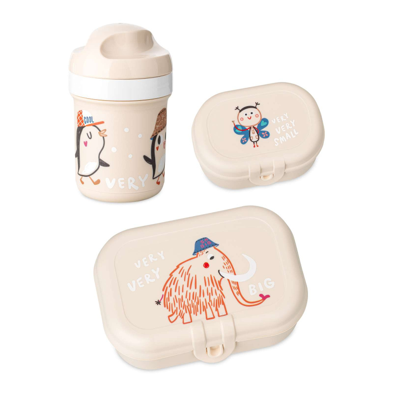 Sada: láhev 200 ml a svačinový box HOP ON AT HOME, 3dílná, béžový, KOZIOL béžová