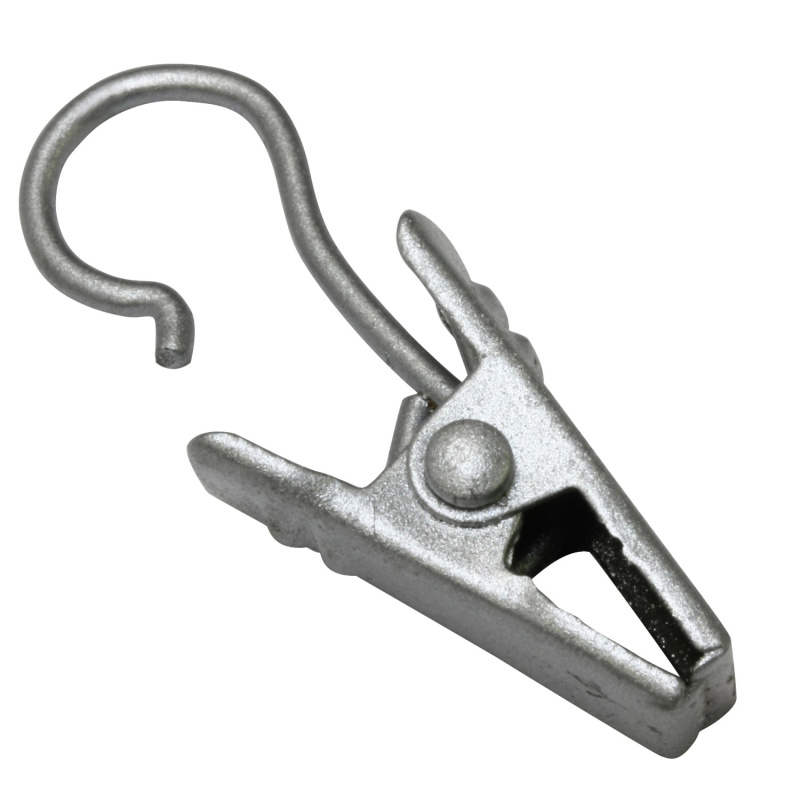 Gardinia Háček s klipsem kov, stříbrný matný, 10 ks