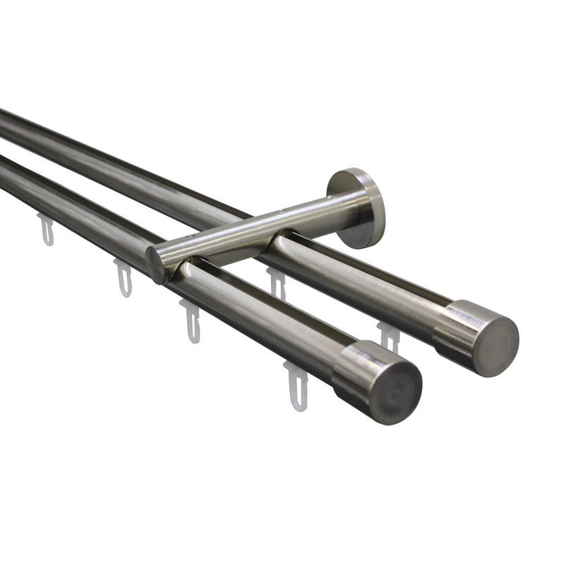 Gardinia Záclonová souprava Isa nerezová 2 tyče s pojezdem pr. 20 mm, 180 cm