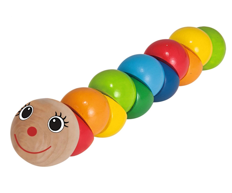 Eichhorn dřevěná úchopová hračka housenka 18,5 cm