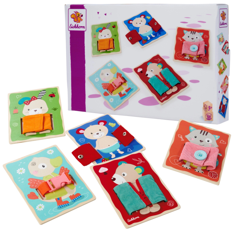 Dřevěná vzdělávací hra – tabulky oblékání zvířátek EICHHORN