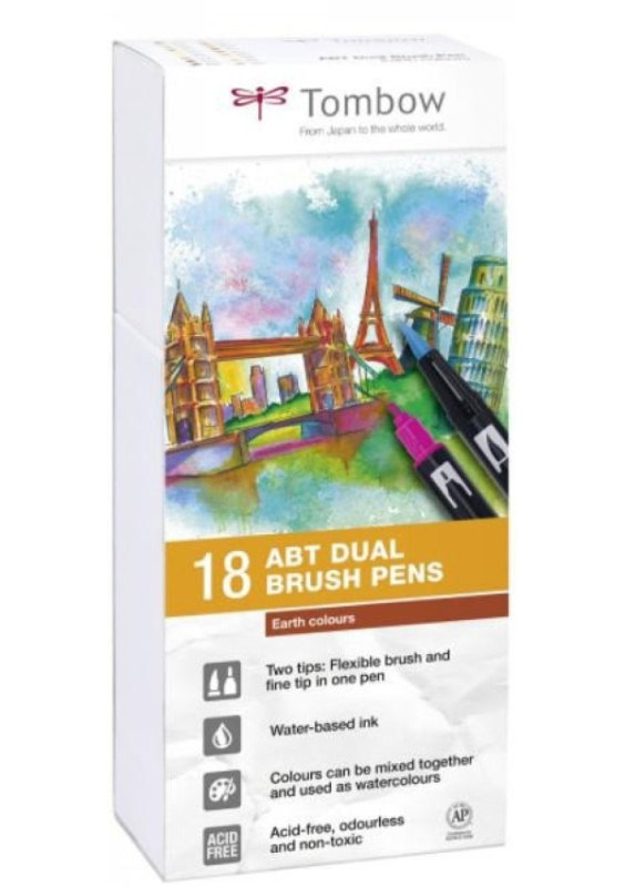 Tombow Oboustranný štětcový fix ABT - Earth colours 18 ks KALIA paper, s.r.o.