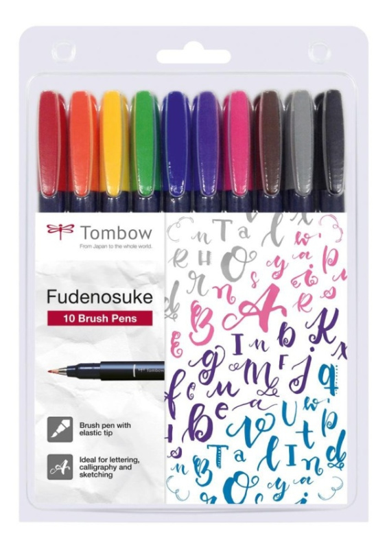 Tombow Sada štětcových fixů Fudenosuke COLOUR tvrdost 1 - hard 10 ks KALIA paper, s.r.o.