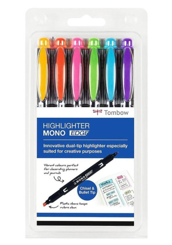 Tombow Zvýrazňovač MONO edge - sada 6 ks KALIA paper, s.r.o.