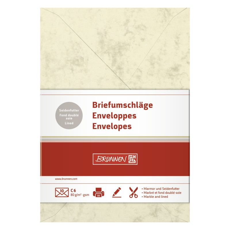 C6 obálky 10ks (80g/m2) mramor béžové vhodné do tiskárny