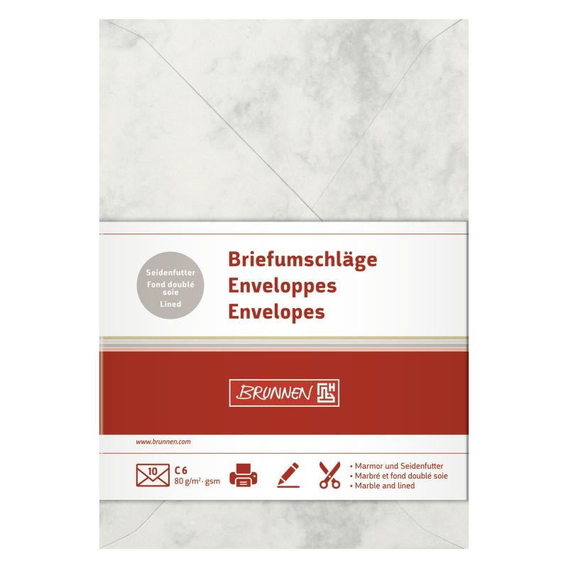C6 obálky 10ks (80g/m2) mramor šedé vhodné do tiskárny