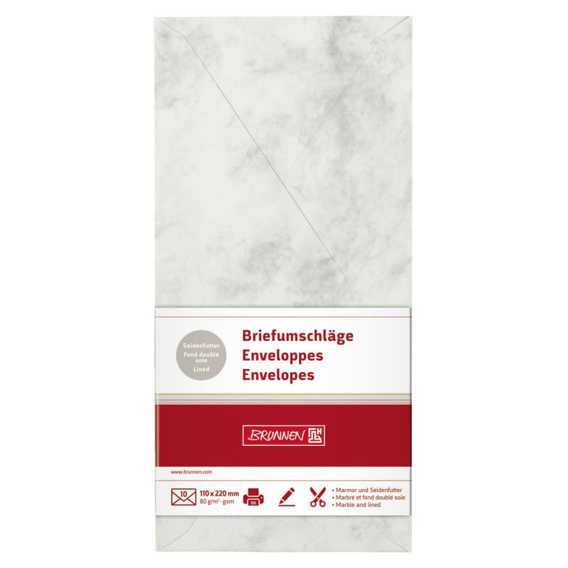 DL obálky 10ks (80g/m2) mramor šedé vhodné do tiskárny