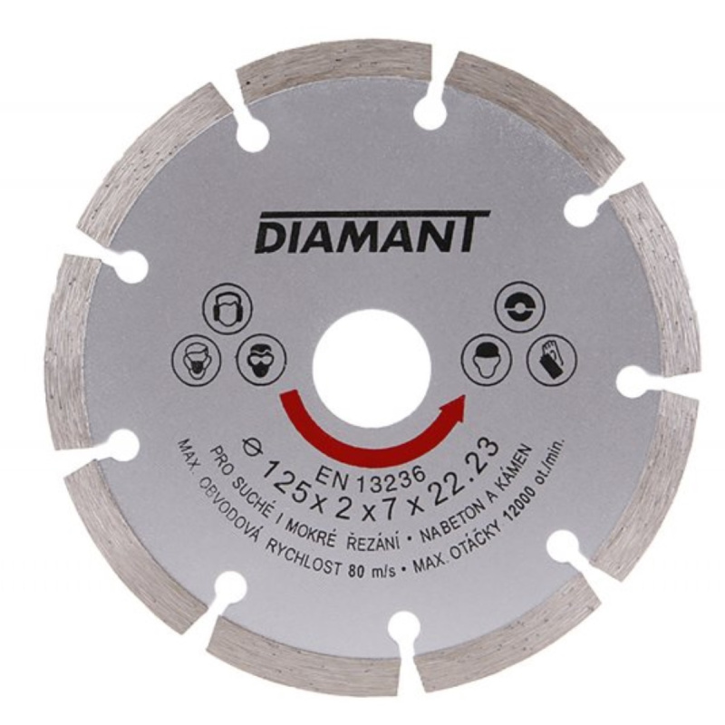 Kotouč řezný diamantový Diamant 125×22,23×1,7×7 mm