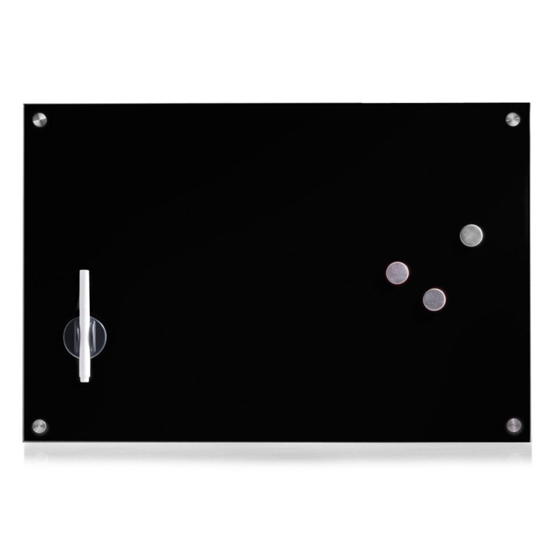 Skleněná magnetická tabule MEMO + 3 magnety,60x40 cm, ZELLER 11661 černá