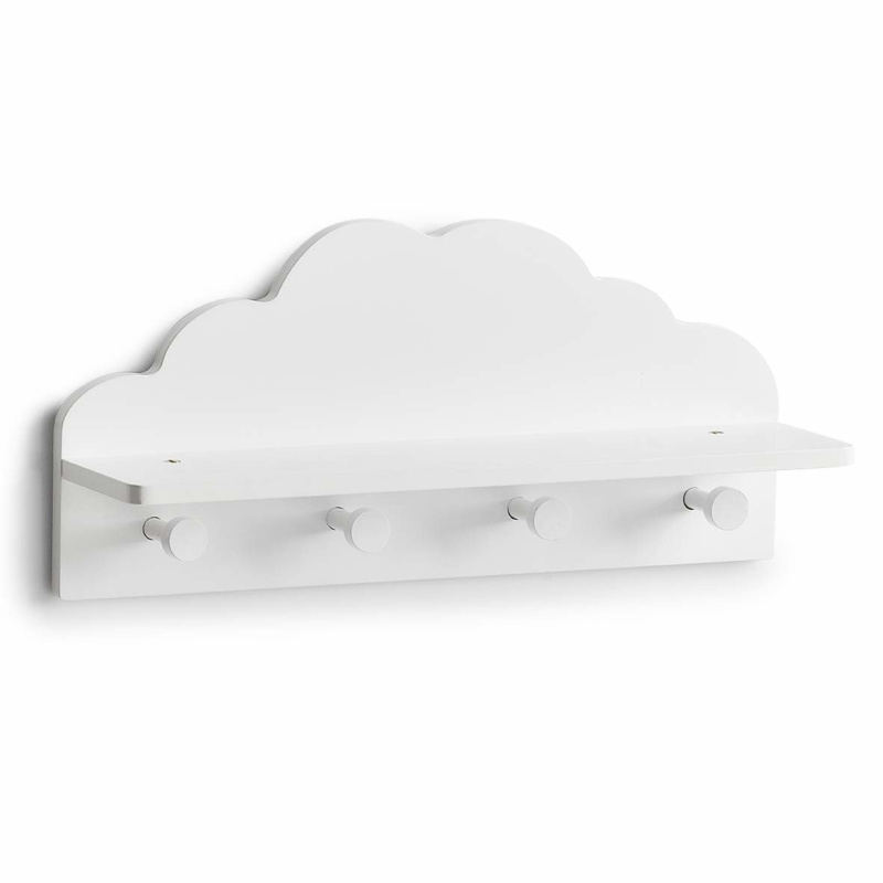 CLOUD Dětské věšák na oblečení s polici, 2v1, bílá, ZELLER bílá