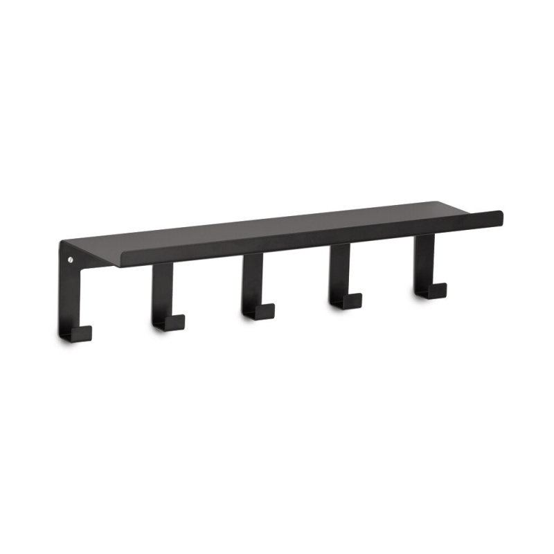 Zeller Kovový věšák do předsíně s policí NORDIC SPACE, 40 × 10 × 11 cm černá