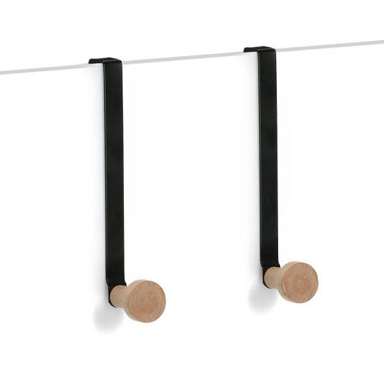 Zeller Kovové věšáky na dveře, 2 ks, černé černá