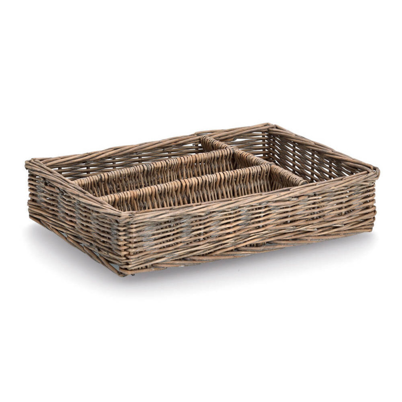 Zeller Proutěný organizér na příbory, 35 x 25 x 7 cm hnědá
