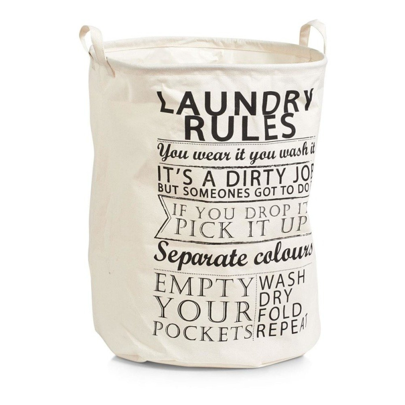 Koš na prádlo Laundry Rules, 38x48 cm, 54 l, ZELLER 14260 bílá
